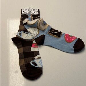 Patterned Socks with Coffee and Donut Design